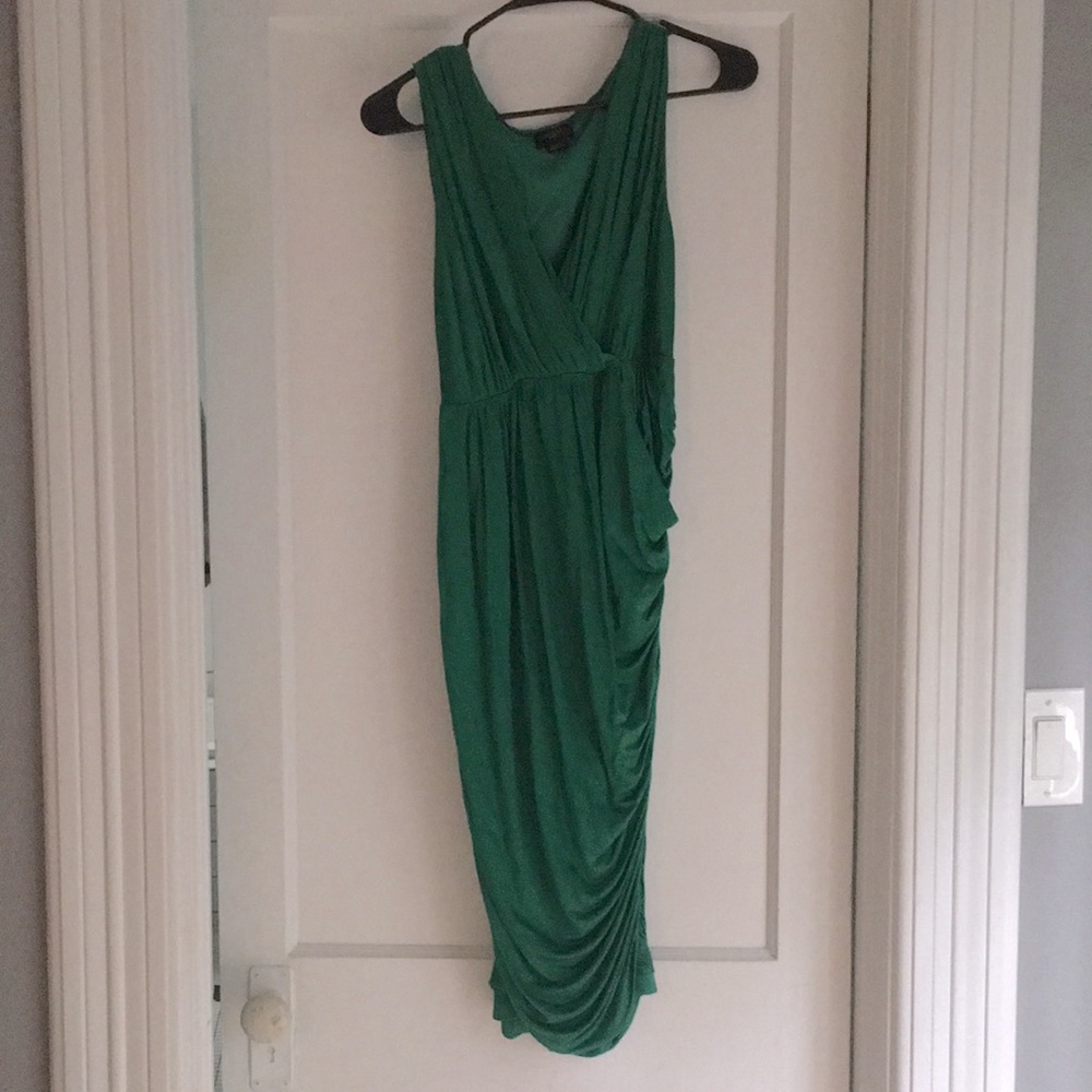 Ruched Emerald Green Dress